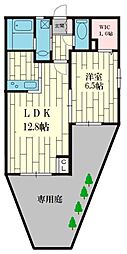 オークデンヴィラ 1LDKの間取図画像