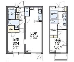 プレミエエトワール 1Kの間取図画像