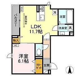 D-ROOM元横山町 3階1LDKの間取り