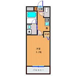 ラ・フラシオン 1Kの間取図画像