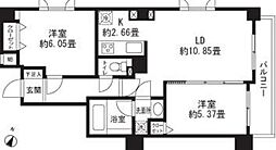 レジディア三軒茶屋II 1階2LDKの間取り