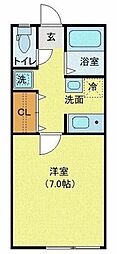 JR総武線 新検見川駅 徒歩8分の賃貸アパート 1階1Kの間取り