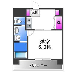 近鉄けいはんな線 荒本駅 徒歩5分の賃貸マンション 6階1Kの間取り