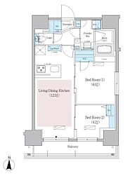 アーバネックス蔵前レジデンス 13階2LDKの間取り