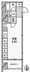 アーデン芝公園 ワンルームの間取図画像