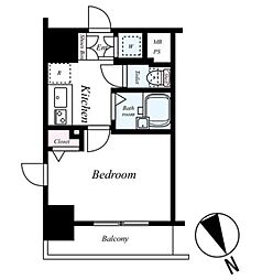 パークウェル麻布十番 6階1Kの間取り