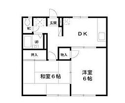 エステートピア赤坂 2DKの間取図画像
