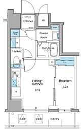 ルフォンリヴェント清澄白河 9階1DKの間取り