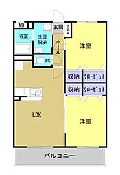 ローレンシャン 2LDKの間取図画像