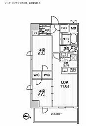 シーズンフラッツ新大塚 3階2LDKの間取り