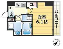 神戸国香通Futur 1Kの間取図画像