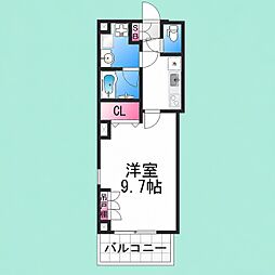 グラディオ大浜 1Kの間取図画像