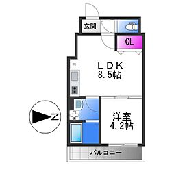 近鉄大阪線 弥刀駅 徒歩6分の賃貸アパート 3階1LDKの間取り