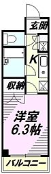 ビレッジコア八王子 2階1Kの間取り