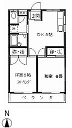 メゾンピーボワット 1階2DKの間取り