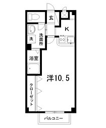 フォブールわげん 1Kの間取図画像