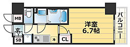 プレサンスTHE神戸 6階1Kの間取り