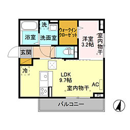 メゾンラフィーネ2 1LDKの間取図画像