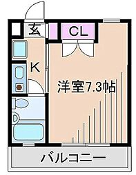 グレース大倉山 1Kの間取図画像