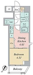 グランカーサ曳舟 1DKの間取図画像