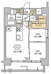 リビオメゾン芝浦 4階2LDKの間取り