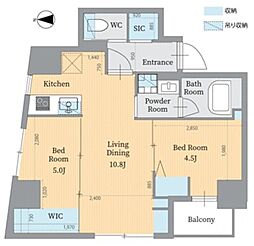 パークルール神田司町ロンド 6階2LDKの間取り
