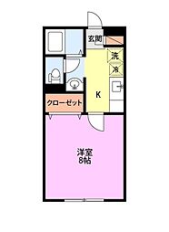 サンロイヤル白山浦 1Kの間取図画像