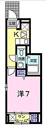 アヴニールIII 1階1Kの間取り