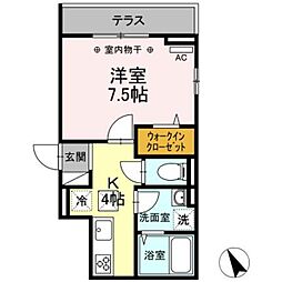 JR横浜線 相模原駅 徒歩9分の賃貸アパート 2階1Kの間取り