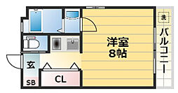 ドメスティック南光荘 3階1Kの間取り