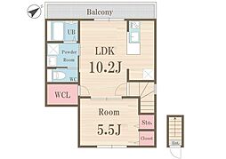 プライムガーデン東武練馬 2階1LDKの間取り