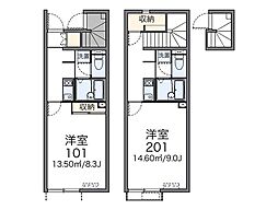 JR中央線 高尾駅 徒歩4分の賃貸アパート 1階1Kの間取り