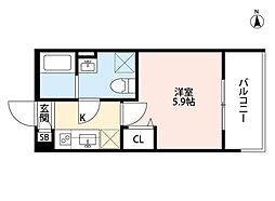 Ｌａｎｅ深草 1階1Kの間取り