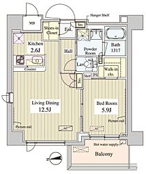 ワセダアパートメント 8階1LDKの間取り