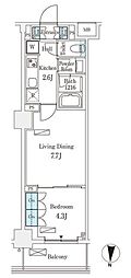 フロンティアレジデンス錦糸公園 1LDKの間取図画像