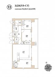 LexusGarden箱崎タワーズEAST 3LDKの間取図画像