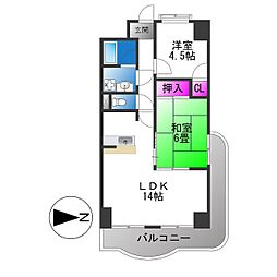 フローリッシュ北田 2LDKの間取図画像