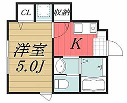 ベレガンス市川 1Kの間取図画像