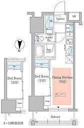 アーバネックス深川住吉3 10階1DKの間取り