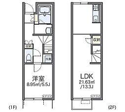 レオネクストモトウイング2 1階1LDKの間取り