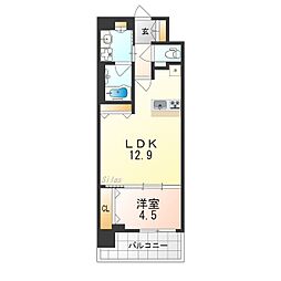 Osaka Metro御堂筋線 なかもず駅 徒歩6分の賃貸マンション 3階1LDKの間取り