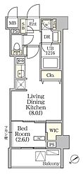 ORSUS清澄白河リバーフロント 1LDKの間取図画像