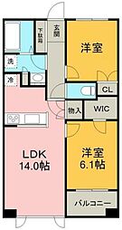 東京メトロ有楽町線 新富町駅 徒歩6分の賃貸マンション 5階2LDKの間取り