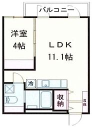 クリフビレッジE棟 1LDKの間取図画像