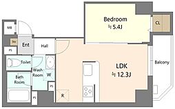 アリビス本郷三丁目 9階1LDKの間取り