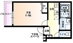 フジパレス浜寺諏訪森東II番館 2階1Kの間取り