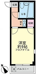 メヌエットK 1Kの間取図画像