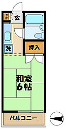 コーポ有賀 2階1Kの間取り