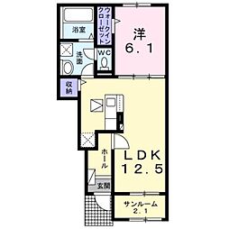 パインエコー 1LDKの間取図画像