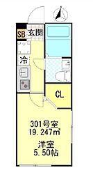 ＣＦジオーレ町屋 1階1Kの間取り